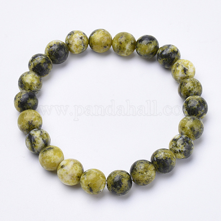 Natural Yellow Turquoise(Jasper) Beaded Stretch Bracelets BJEW-S128-09-1