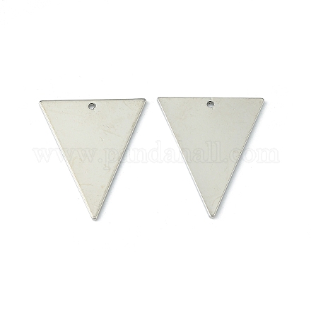真鍮チャーム  空白タグのスタンプ  三角形  プラチナ  30.5x25.5x1mm  穴：1mm KK-WH0041-06-P-1
