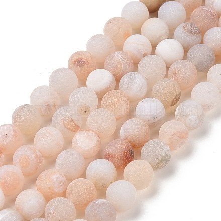 Chapelets de perle en agate géode druzy naturelle G-K166-09-8mm-01-1