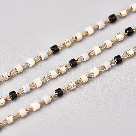Chaînes de perles de graines de verre faites à la main de 3.28 pied X-CHS-G012-02G-1