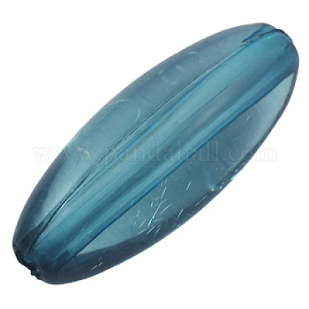 Dark Cyan Color Transparent Acrylic Flat Oval Beads X-PL520Y-6-1