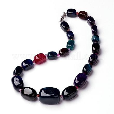 Agate naturelle diplômé colliers de perles NJEW-F119-B06-1