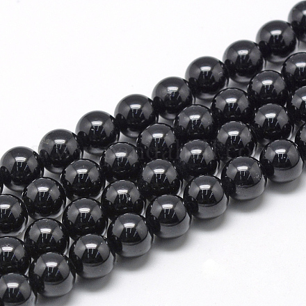 Chapelets de perles en tourmaline noire naturelle G-R446-4mm-19-1