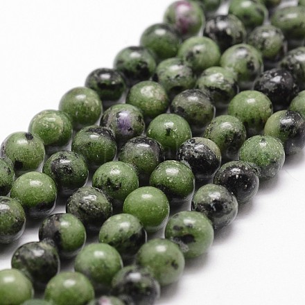 Rubis naturel en brins de perles zoisite G-D840-63-10mm-1