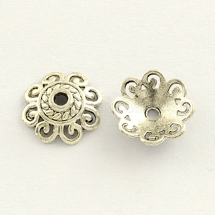 Tibetan Style Zinc Alloy Flower Bead Caps TIBEB-R062-028-1
