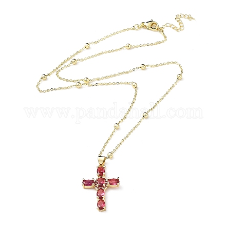 Fashionable Hip Hop Cross Pendant Necklace for Women with Micro Inlaid Gemstones and Zircon Crystals (NKB072) ST0177423-1