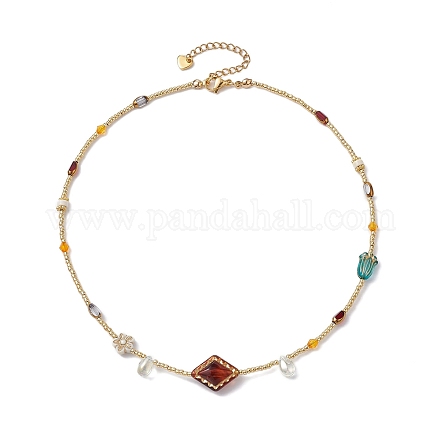 Halsketten aus Glassamen und Acrylperlen NJEW-JN04469-1