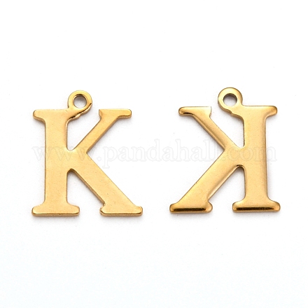 Ion Plating(IP) 304 Stainless Steel Alphabet Charms STAS-H122-K-G-1