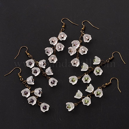 Perles de fleurs de verre pendentif Boucles d'oreilles EJEW-JE01771-1