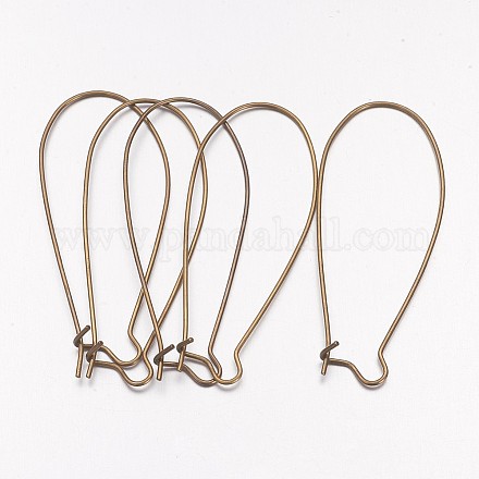 Accessoires de fil d'oreille créoles de rein en laiton plaqué bronze antique X-EC221-4NFAB-1