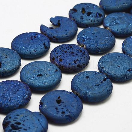 Electroplated Natural Druzy Geode Crystal Beads Strands G-N0251-30mm-04-1