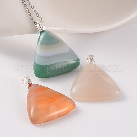 Mixed Triangle Natural Agate Pendants PALLOY-JF00141-1