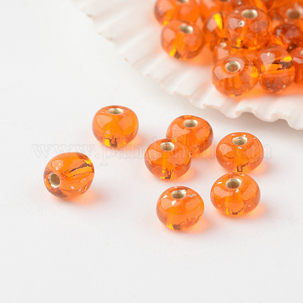 6/0グレードの丸いガラスシードビーズ  銀並ぶ  ダークオレンジ  4x3mm  穴：1mm  約4800個/ポンド SEED-A022-F6-36-1