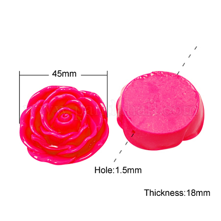 Resin Flower Rose Beads X-RESI-RB111-A21-1