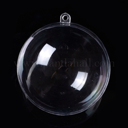 開閉可能な透明なプラスチックペンダント  充填可能なプラスチック安物の宝石クリスマス飾り  ラウンド  透明  8.9x8cm  穴：4mm  インナーサイズ：7.8センチメートル CON-K007-06I-1