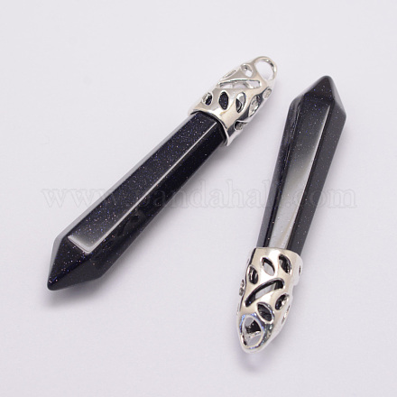 Synthetic Blue Goldstone Big Pointed Pendants G-D860-C29-P-1