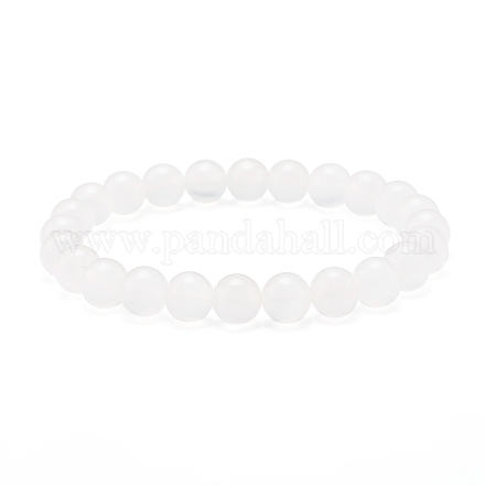 Natural Pink Calcite Round Beads Stretch Bracelet for Women for Her BJEW-JB06927-1
