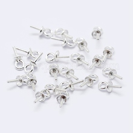 925 pin ciondoli in argento sterling perla tazza cauzione STER-F036-05S-3mm-1