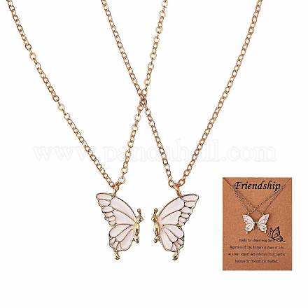 2 passende Halsketten mit Schmetterlingsanhänger JN1033D-1