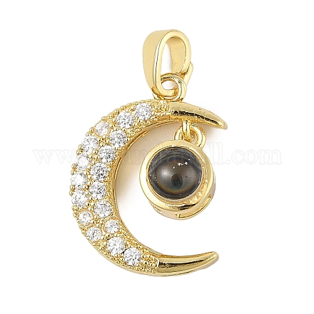 Подвески из латуни микропаве с фианитами и стеклом KK-M315-01G-01-1