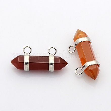 Natural Carnelian Hexagon Double Terminated Pointed Pendants G-P053-P28F-1