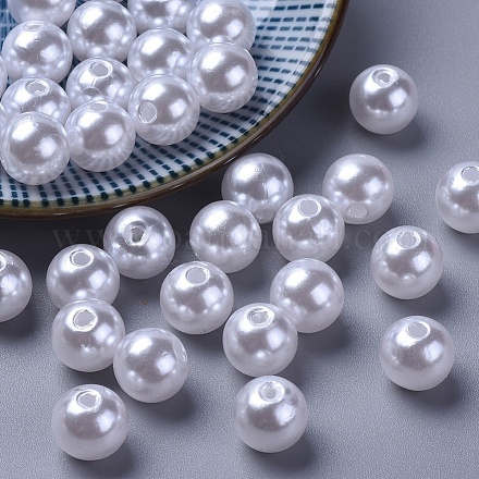 Abalorios redondos de la perla de acrílico para la joya de diy y pulseras X-PACR-10D-1-1