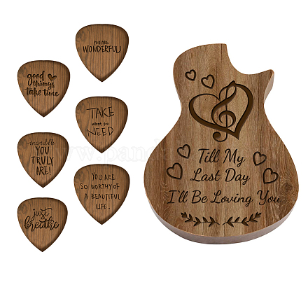 Guitar Shaped Wooden Guitar Picks Box WOOD-WH0116-002-1