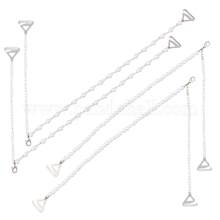Gorgecraft 2 Pairs 2 Styles Plastic Imitation Pearl Chain Non-slip Bra Straps FIND-GF0005-27-1