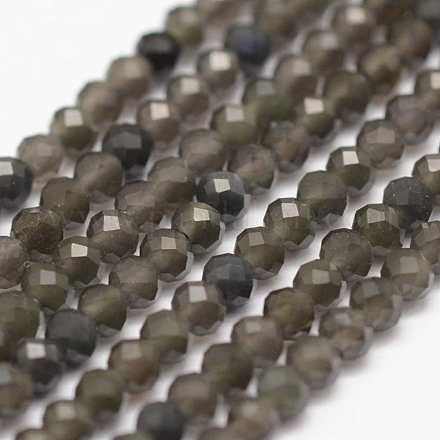 Chapelets de perles d'obsidienne de glace naturelle G-K182-2mm-01B-1