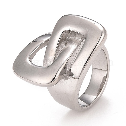 304 Stainless Steel Interlocking Rectangle Chunky Ring for Women RJEW-B040-20B-P-1