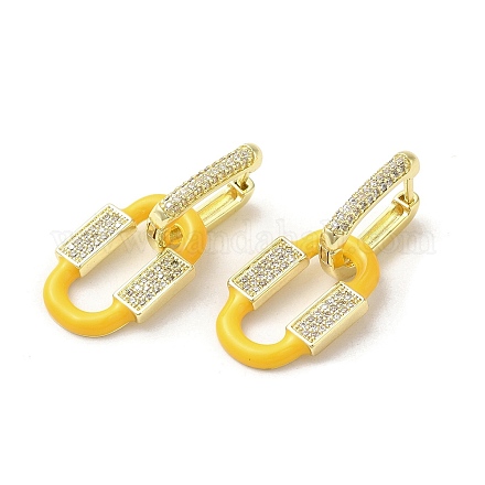 Овальные серьги-кольца из латуни с покрытием из настоящего золота 18 карат EJEW-L268-041G-04-1