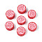 Handmade Polymer Clay Beads, Flat Round & Rose, Crimson, 9~10x4.5~5mm, Hole: 2mm