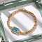 Brass Micro Pave Cubic Zirconia Rectangle Link Bracelets, Curb Chains, Cadmium Free & Lead Free, Long-Lasting Plated, Golden, Inner Diameter: 2 inch(5.2cm)