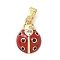 Brass Micro Pave Cubic Zirconia Pendants, with Enamel, Ladybug Charms, Long-Lasting Plated, Cadmium Free & Lead Free, Real 18K Gold Plated, 16.5x11.5x4.5mm, Hole: 4.5x2.5mm