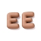 Spray Painted Alloy Pendants, Rubberized Style, Brown, Letter E, 20x14x6mm, Hole: 1.5mm