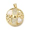 Brass Micro Pave Cubic Zirconia Shell Pendants, Round with Heart, Real 18K Gold Plated, 25x23x5mm, Hole: 3.5x4.5mm