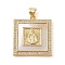 Brass Micro Pave Cubic Zirconia Pendants, with Shell Charms, Virgin Mary, Real 18K Gold Plated, Square, 24.5x21.5x3.5mm, Hole: 3.5x4mm