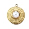 Plastic Pearl Pendants, with 304 Stainless Steel, Round, 23x20x6.5mm, Hole: 2mm