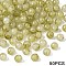 Glass Imitation Jade Beads, Round, with Gold Foil, Olive Drab, 10mm