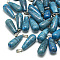 Dyed Natural Blue Agate Pendants, with Stainless Steel Snap On Bails, Teardrop, 28~30x10~12mm, Hole: 6x4mm