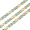 Brass Figaro Chains, with Enamel, Lead Free & Cadmium Free, Long-Lasting Plated, Rack Plating, Soldered, with Spool, Real 18K Gold Plated, Dark Turquoise, 3mm