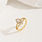 Brass Micro Pave Cubic Zirconia Double Layer Finger Rings, Teardrop, Golden, Teardrop: 14mm, US Size 9(18.9mm)