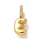 Brass Micro Pave Cubic Zirconia Pendants, Lead Free & Cadmium Free, Long-Lasting Plated Letter E, 19x8x9mm, Hole: 5mm