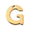 304 Stainless Steel Charms, Letter Charms, Ion Plating(IP), Real 18K Gold Plated, Letter G, 11x10x0.8mm, Hole: 1.2mm