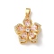 Brass Micro Pave Clear Cubic Zirconia Pendants, Flower, 18x7x8mm, Hole: 3x4.5mm.