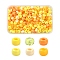 480Pcs 6 Colors Opaque & Transparent Plastic Beads, Barrel, Gold, 9x6mm, Hole: 3.8mm, 80pcs/color