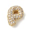 Brass Micro Pave Cubic Zirconia Beads, Letter, Rack Plating, Long-Lasting Plated, Real 18K Gold Plated, Letter P, 10.5x8.5x4.5mm, Hole: 2.5x2mm
