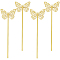 4Pcs Hollow Out Brass Bookmarks, Butterfly, Golden, 166x50x0.6mm