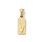 304 Stainless Steel Pendants, Golden, Rectangle with Letter Charm, Letter V, 17.5x6.5x3mm, Hole: 3x6mm