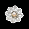 Opaque Resin Cabochons, Flower, with Rhinestone, White, 24x8mm
